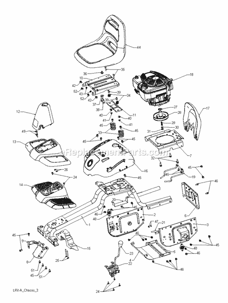 Chassis_Enclosures Diagram and Parts List for WE261 2011-08 - 96022000802 Weed Eater Lawn Tractor